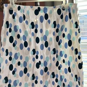 Geoffrey Beene Blue and White Polka Dot Pencil Skirt